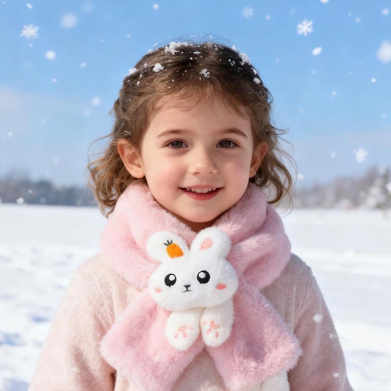 Ruby&Tang Toddler Girl Scarf Warmer Kids Bunny Scarves Outdoor Furry Rabbit For Children 2t 3t 4t 2-9Years - Image 2